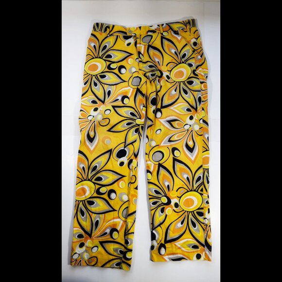Loudmouth Golf Pants Mens 36 X 30 Shagadelic Psychedelic Yellow Colorful Floral - Picture 2 of 14
